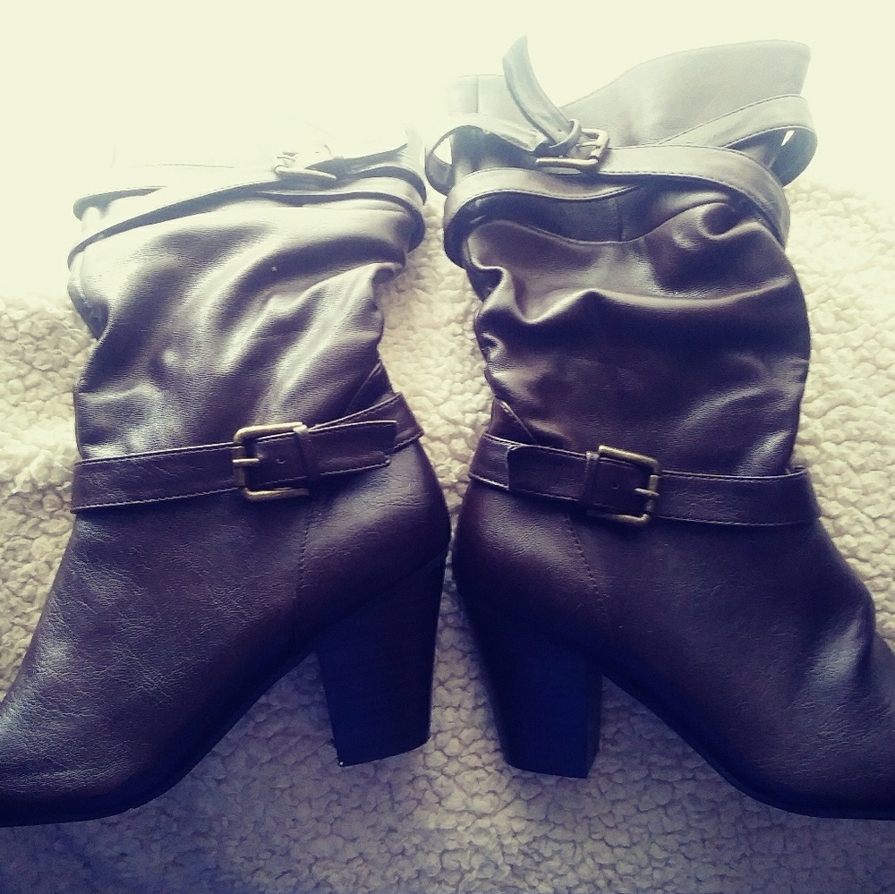 leather block heel boots